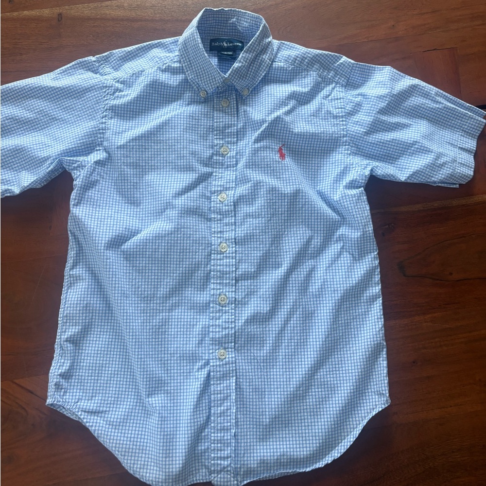 Ralph Lauren Kids Light Blue Checkered Shirt Size 8/10